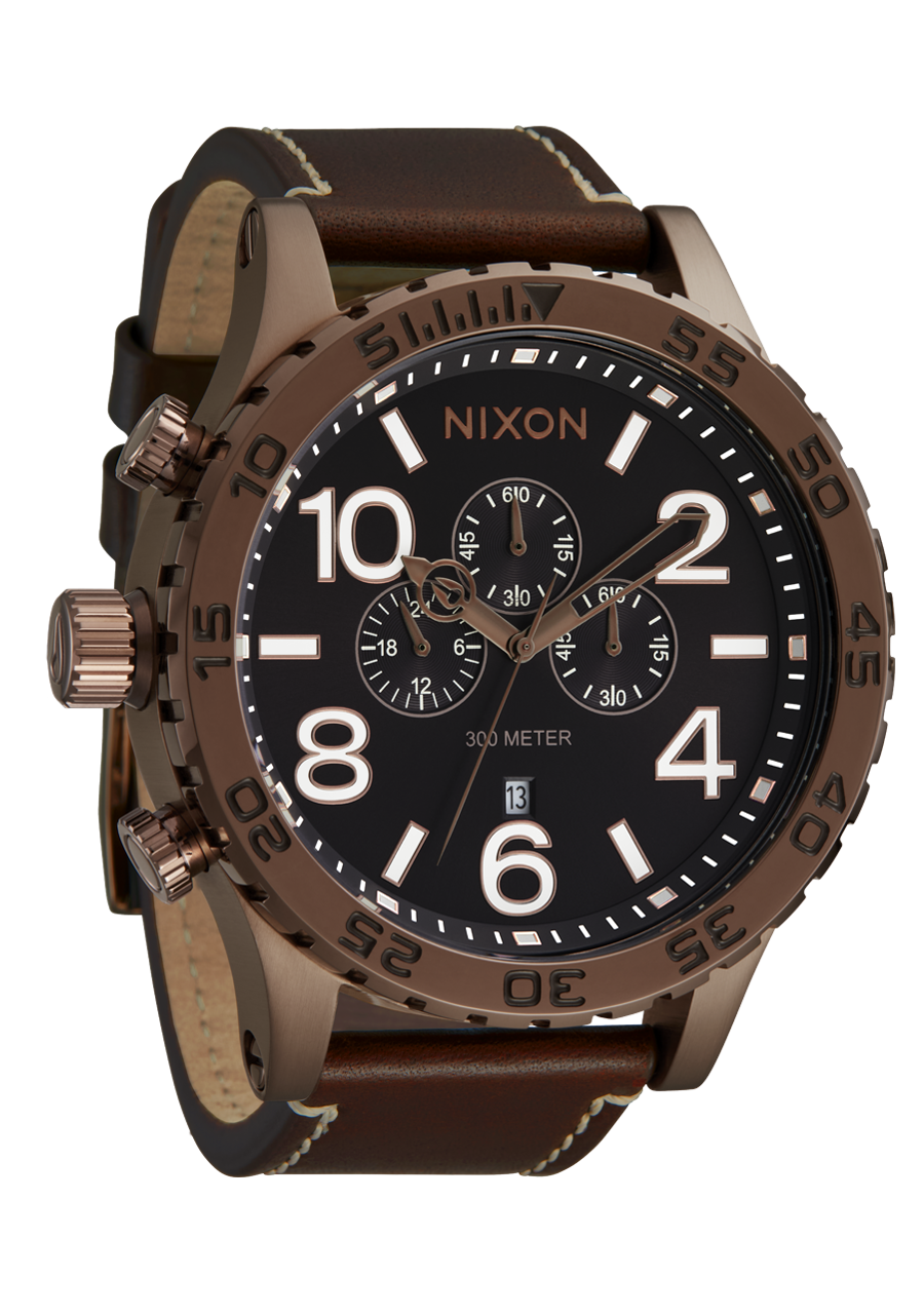 NIXON 51-30 Chrono Leather Chocolate / Dark Roast / Brown