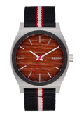 Time Teller Nylon Silver / Rosewood / Black Stripe | Karmanow
